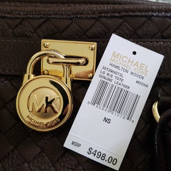 Michael Kors Hamilton Woven Mocha Purse - Picture 8 of 8